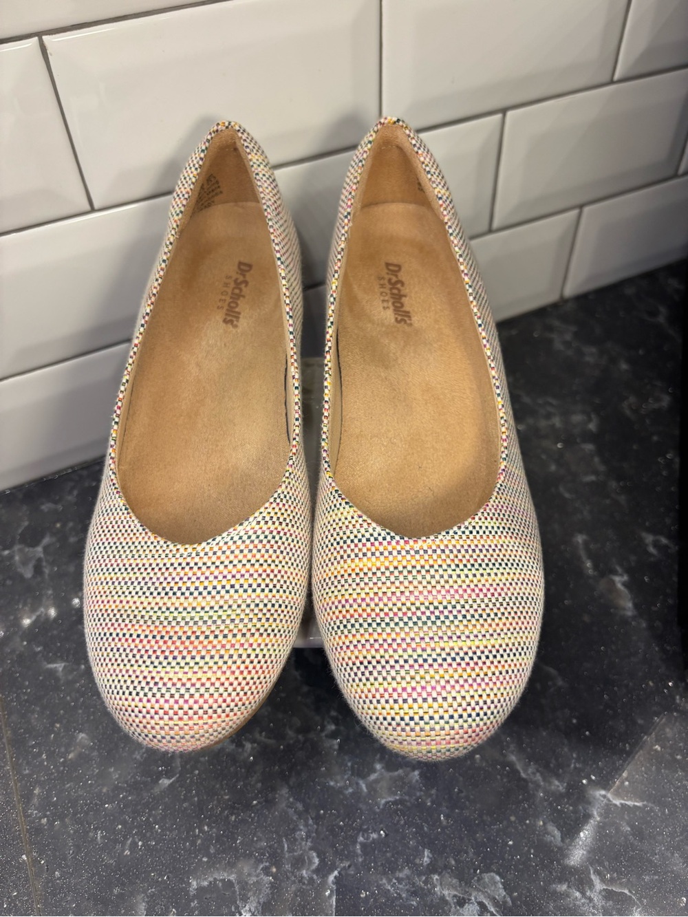 Dr. Scholl's Cream Multicolor Woven wedges